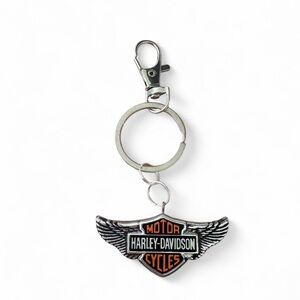 Harley-Davidson Silver, Black & Orange Wing Logo Keychain